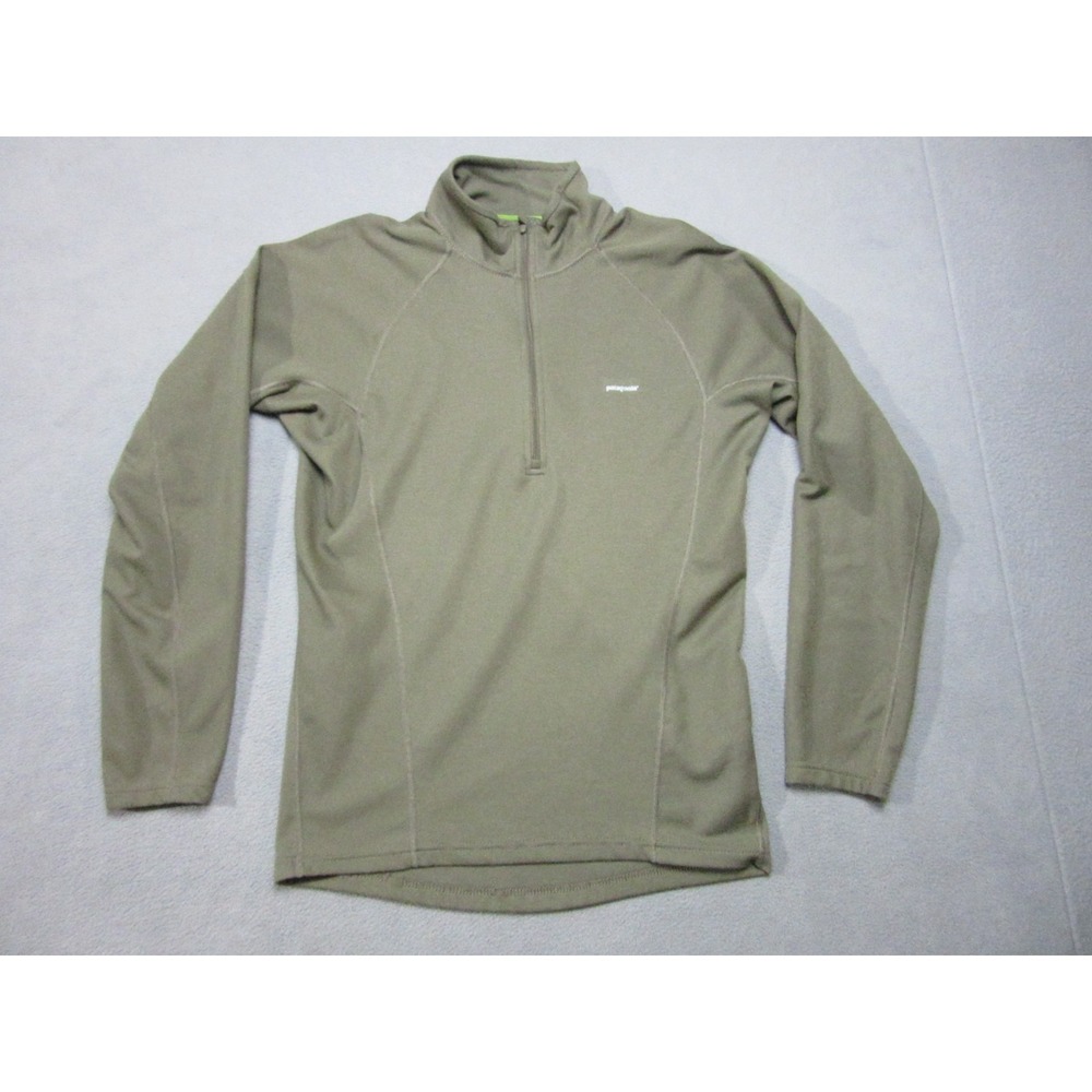 Patagonia Shirt Mens Small Green Capilene Performance Baselayer 1/4 Zip Outdoor